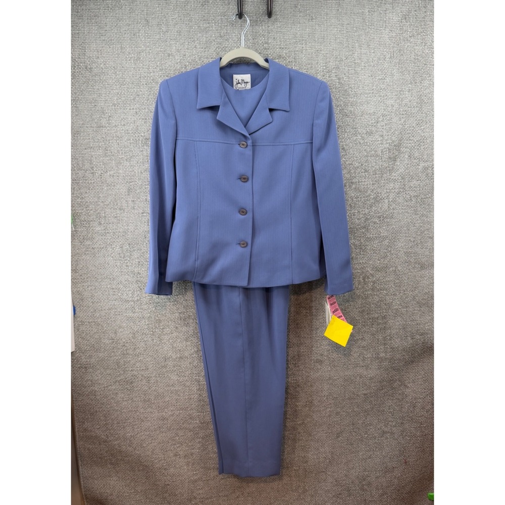 John Meyer 3 Piece Pant Suit Women 14P Blue NEW Vintage Deadstock Made in USA